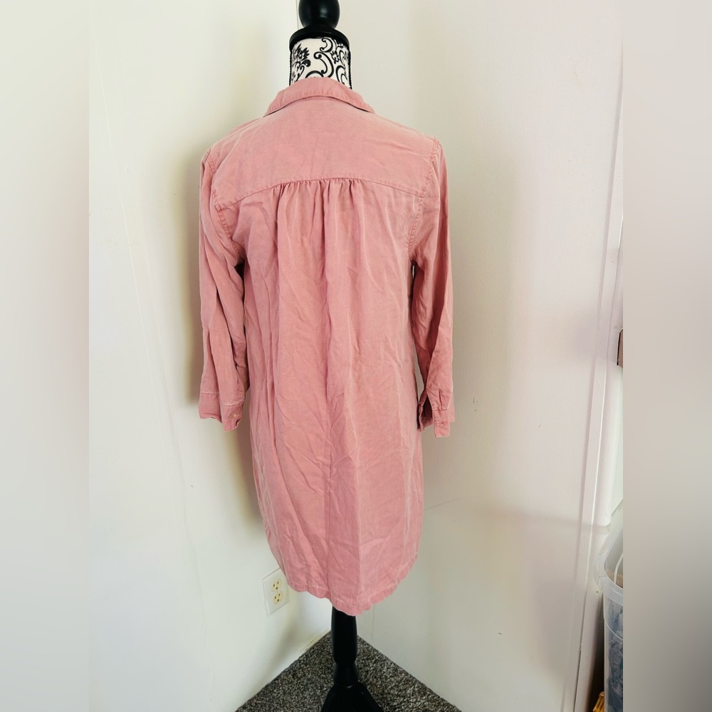 Old Navy Women’s Light Pink Popover Button Front Twill Tencel Shirt Dress Sz M - Picture 7 of 12